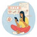 Mobile shopping vector concept.