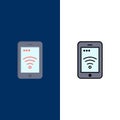 Mobile, Sign, Service, Wifi  Icons. Flat and Line Filled Icon Set Vector Blue Background Royalty Free Stock Photo