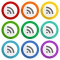 Mobile signal vector icons, set of colorful flat design buttons for webdesign and mobile applications Royalty Free Stock Photo