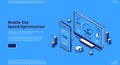 Mobile site speed optimization isometric landing Royalty Free Stock Photo
