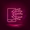 Mobile, smart neon icon - vector. Artificial intelligence. Royalty Free Stock Photo