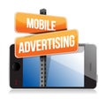 Mobile smart phone. Mobile advertising sign