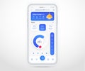 Smartphone smart home air conditioner controlled app UX UI, IOT Internet of things technology, Digital future home automation tech