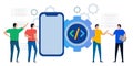 mobile smartphone application apps programming coding development icon symbol of gear line of code or script and