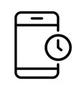 Mobile smartphone and clock vector logo icon. Simple sign line style. Modern Cell Phone sign for web site or mobile app Royalty Free Stock Photo