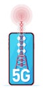 Mobile Smartphone and 5G Communication Tower.