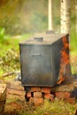 Mobile smoking shed Royalty Free Stock Photo