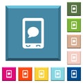 Mobile sms message white icons on edged square buttons