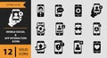 12 Mobile Social and App Interaction Icons solid icon set. mobile app social interaction interface solid icons Royalty Free Stock Photo