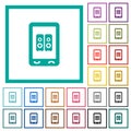 Mobile speakerphone flat color icons with quadrant frames