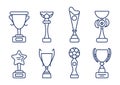 Sport cups icon set. Royalty Free Stock Photo