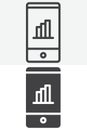 Mobile statistics chart line and solid vector icon set Royalty Free Stock Photo