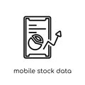 Mobile stock data icon. Trendy modern flat linear vector Mobile Royalty Free Stock Photo