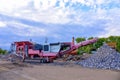 Mobile Stone Jaw crusher machine for crushing concrete into gravel and subsequent cement production. Salvaging and recycling of