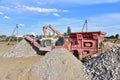 Mobile Stone Jaw crusher machine for crushing concrete into gravel and subsequent cement production. Salvaging and recycling of