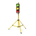 Mobile stoplight on the tripod on the white.