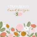 Strawberry card. Cute vector design. Berry frame in hand drawn style Royalty Free Stock Photo