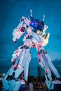 Mobile suit RX-0 Unicorn Gundam at Diver City Tokyo Plaza in Odaiba area, Tokyo.