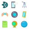 Mobile survey icons set, cartoon style