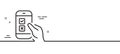 Mobile survey line icon. Select answer sign. Minimal line pattern banner. Vector