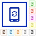 Mobile syncronize flat framed icons Royalty Free Stock Photo
