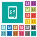 Mobile syncronize square flat multi colored icons Royalty Free Stock Photo