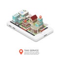 Mobile Taxi Service Isometric Design