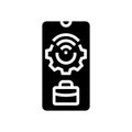 mobile technology business process glyph icon vector illustration Royalty Free Stock Photo