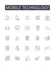 Mobile technology line icons collection. Digital innovation, Smart devices, Virtual reality, Artificial intelligence