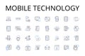 Mobile technology line icons collection. Digital innovation, Smart devices, Virtual reality, Artificial intelligence