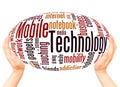 Mobile Technology word cloud hand sphere concept Royalty Free Stock Photo