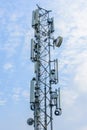 Mobile telecom tower with blue sky