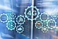 Mobile telecommunication cellular high speed data connection concept: 4G LTE. On server room background. Royalty Free Stock Photo