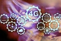 Mobile telecommunication cellular high speed data connection concept: 4G LTE. On server room background Royalty Free Stock Photo