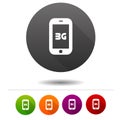 Mobile telecommunications icon. 3G symbol sign. Web Button