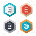 Mobile telecommunications icons. 3G, 4G and 5G