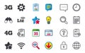 Mobile telecommunications icons. 3G, 4G and LTE.