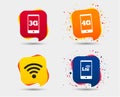 Mobile telecommunications icons. 3G, 4G and LTE.