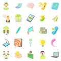 Mobile telecommunications icons set, cartoon style