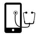 Mobile telemedicines icon on white background. telemedicine sign. stethoscope and smartphone symbol. flat style