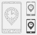 Mobile Time Pointer Vector Mesh Network Model and Triangle Mosaic Icon Royalty Free Stock Photo