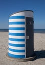 Mobile toilet on a beach. Royalty Free Stock Photo