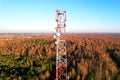 Mobile Tower installation. Cell site and Telecom Base Station Royalty Free Stock Photo