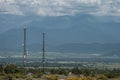 Mobile towers on the background of mountains, telecommunications