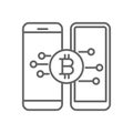 Mobile Transfer Exchange Bitcoin Thin Line Symbol Icon Design