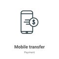 Mobile transfer outline vector icon. Thin line black mobile transfer icon, flat vector simple element illustration from editable Royalty Free Stock Photo
