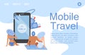 Mobile travel app poster in flat style
