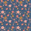 Trendy seamless floral ditsy pattern. Fabric design with simple flowers. Vector cute repeated pattern for fabric, wallpaper