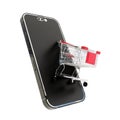 Mobile with trolley illustration of transparent 3D images