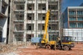 Mobile truck crane at construction site